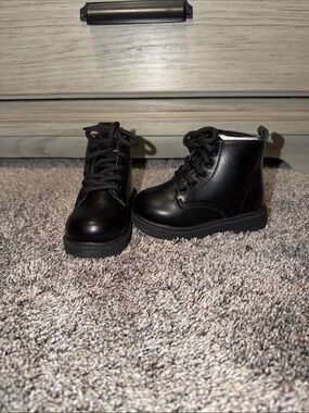 Toddler Black Lace-Up Boots